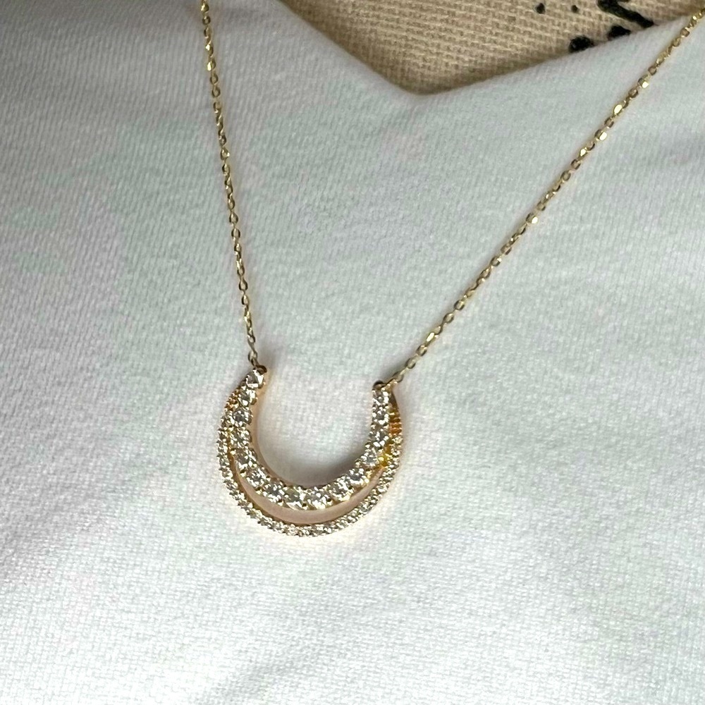 J001. Diamond Necklace 1/2 ct tw Round 10K Yellow Gold w/18ā Adj. Cable Chain - Picture 2 of 3